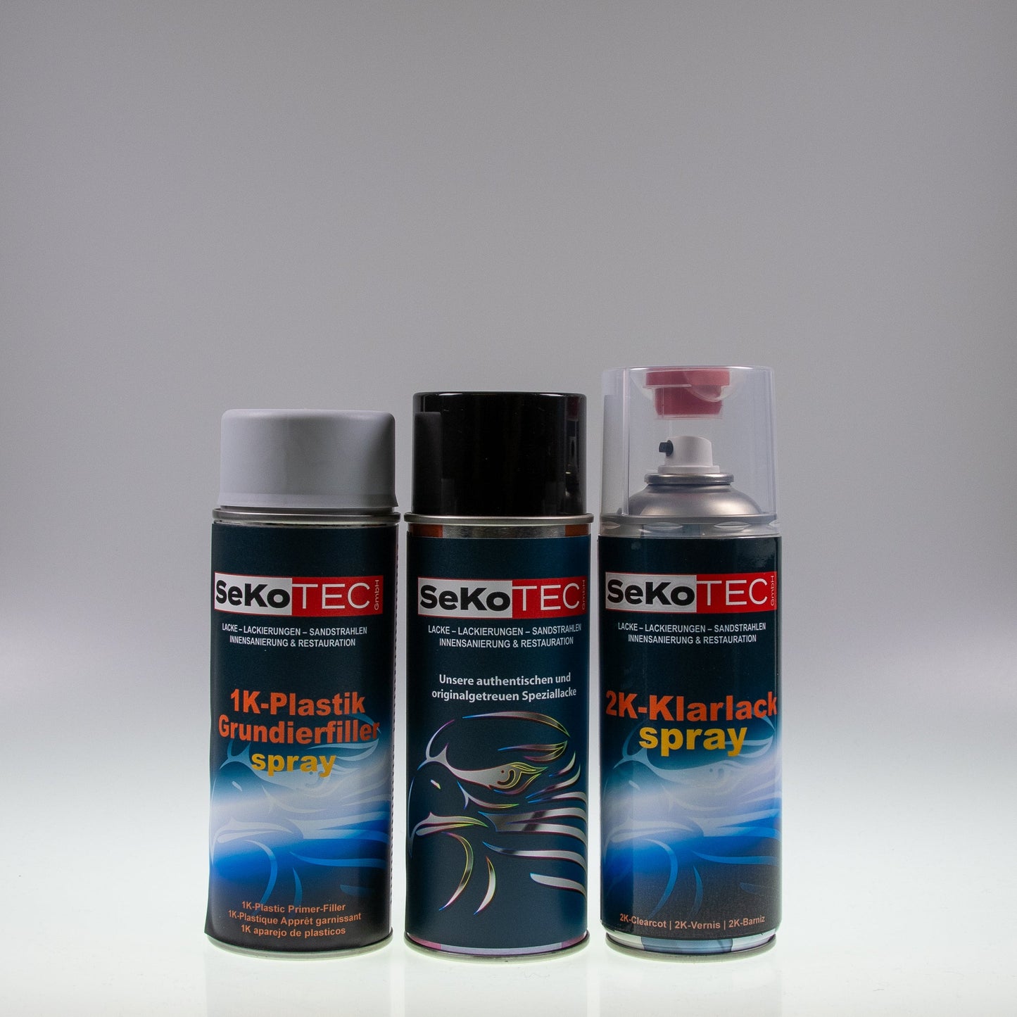 Hercules-Farben Spraydose mit Plastik-Füller und 2K-Klarlack