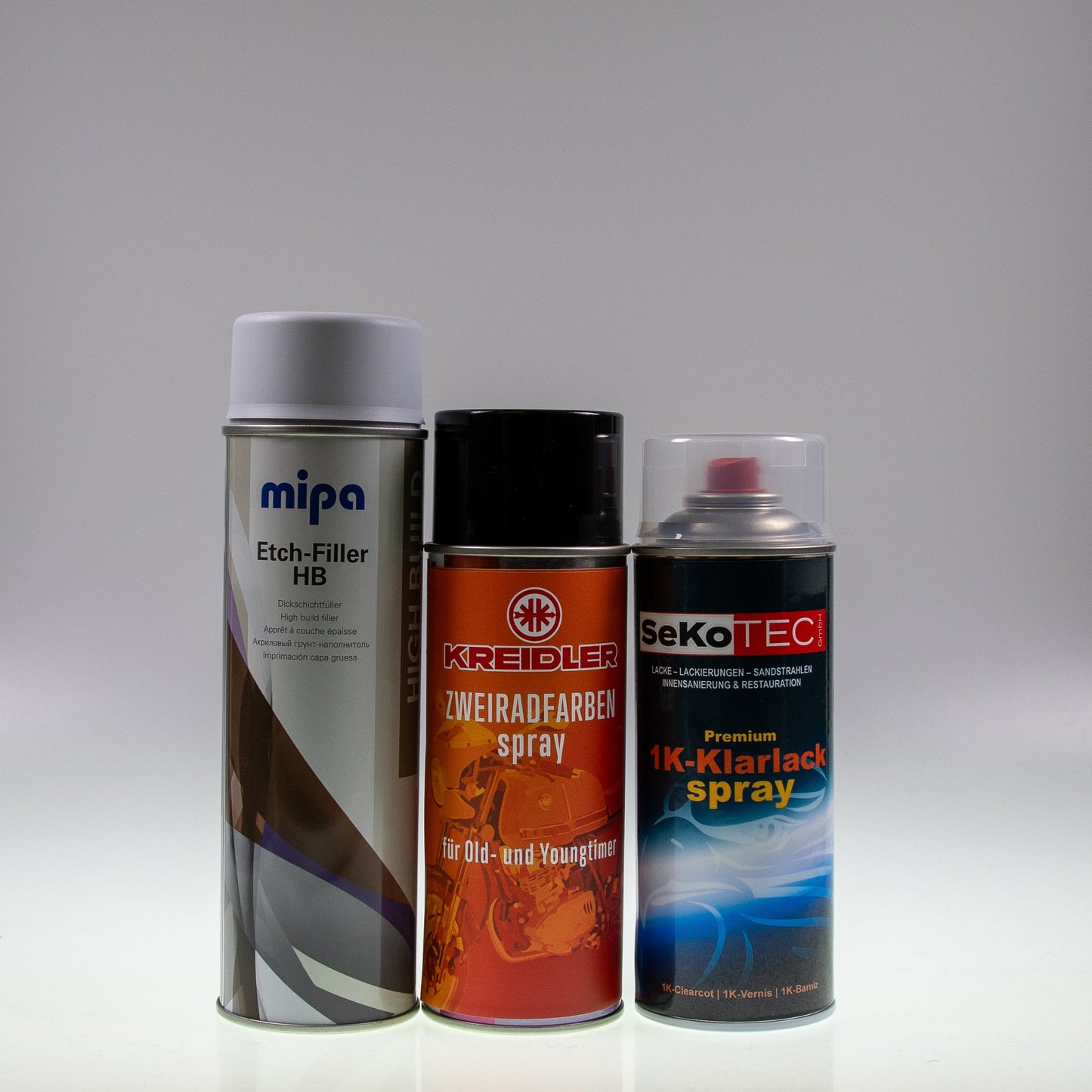 Kreidler-Farben Spraydose mit Füller und 1K-Klarlack