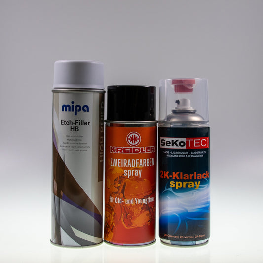 Kreidler-Farben Spraydose mit Füller und Klarlack