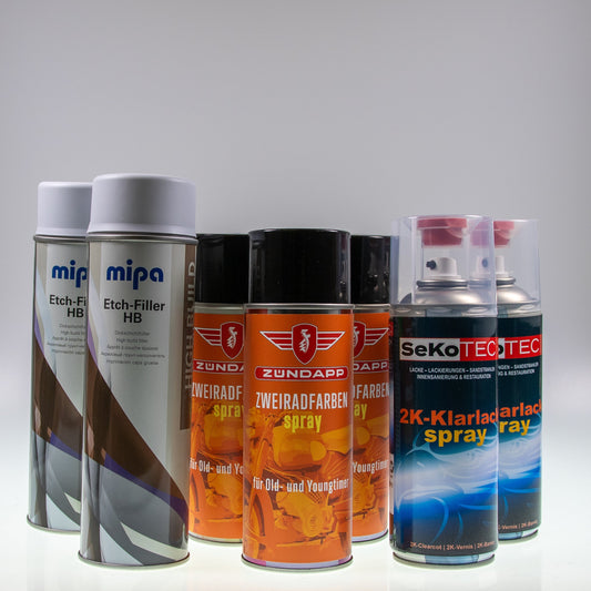 Zündapp-Farben 3xSpraydose mit 2xFüller und 2x2K-Klarlack